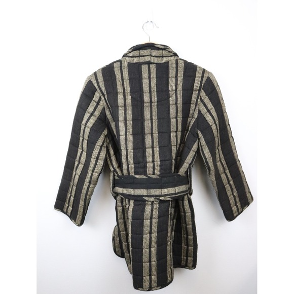 NWT MIRTH Bruges Jacket Small Black Golden Stripe Quilted Coat Handmade Belted - Picture 3 of 11